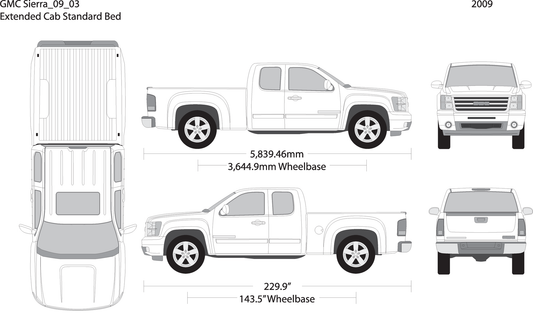 2009 Gmc Sierra 1500 V03 Vehicle Wrap Template