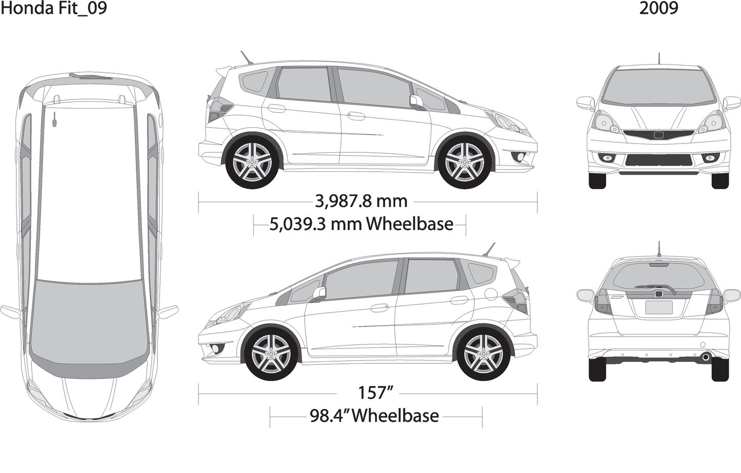 2009 Honda Fit V09 Vehicle Wrap Template
