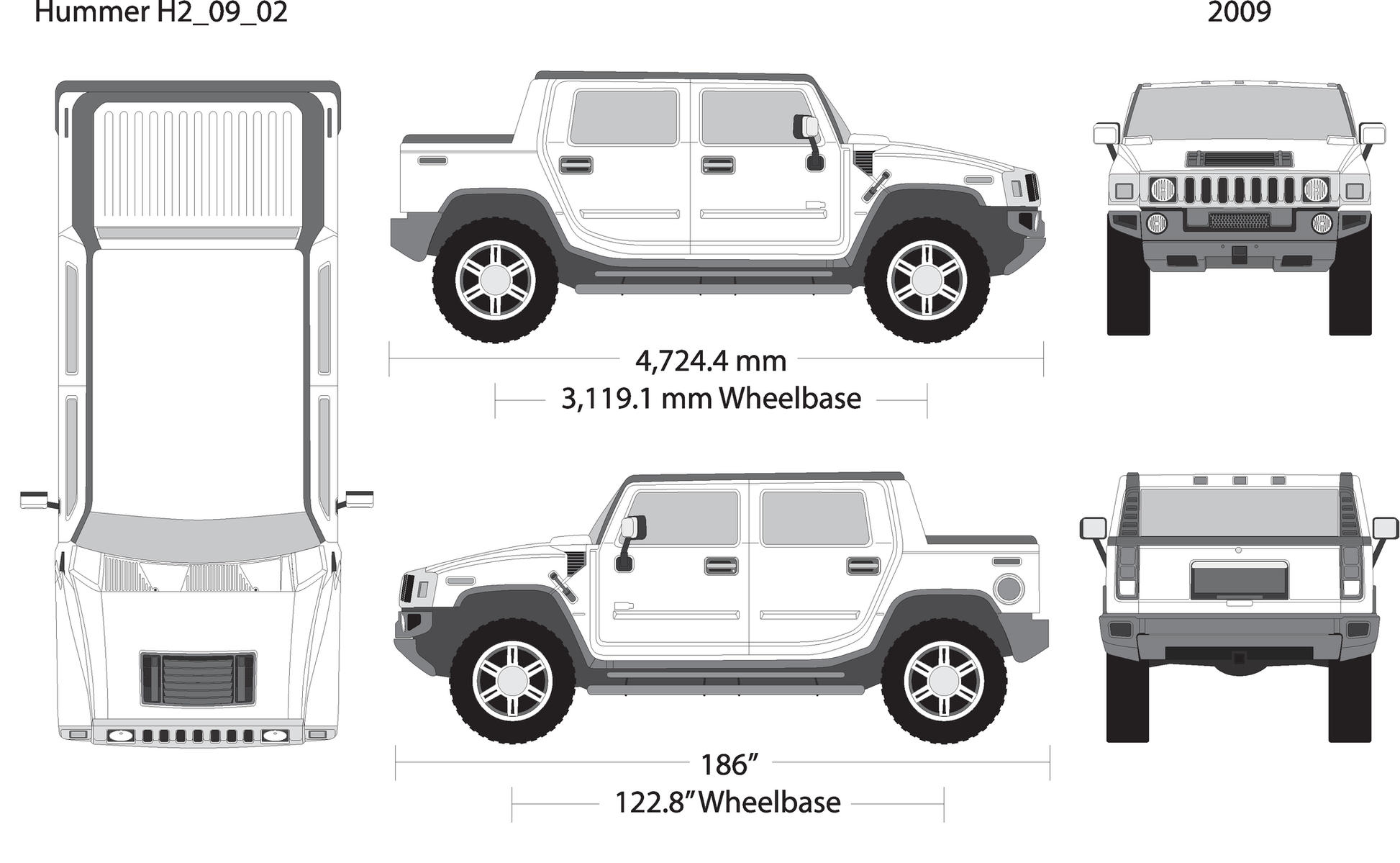 2009 Hummer H2 V02 Vehicle Wrap Template