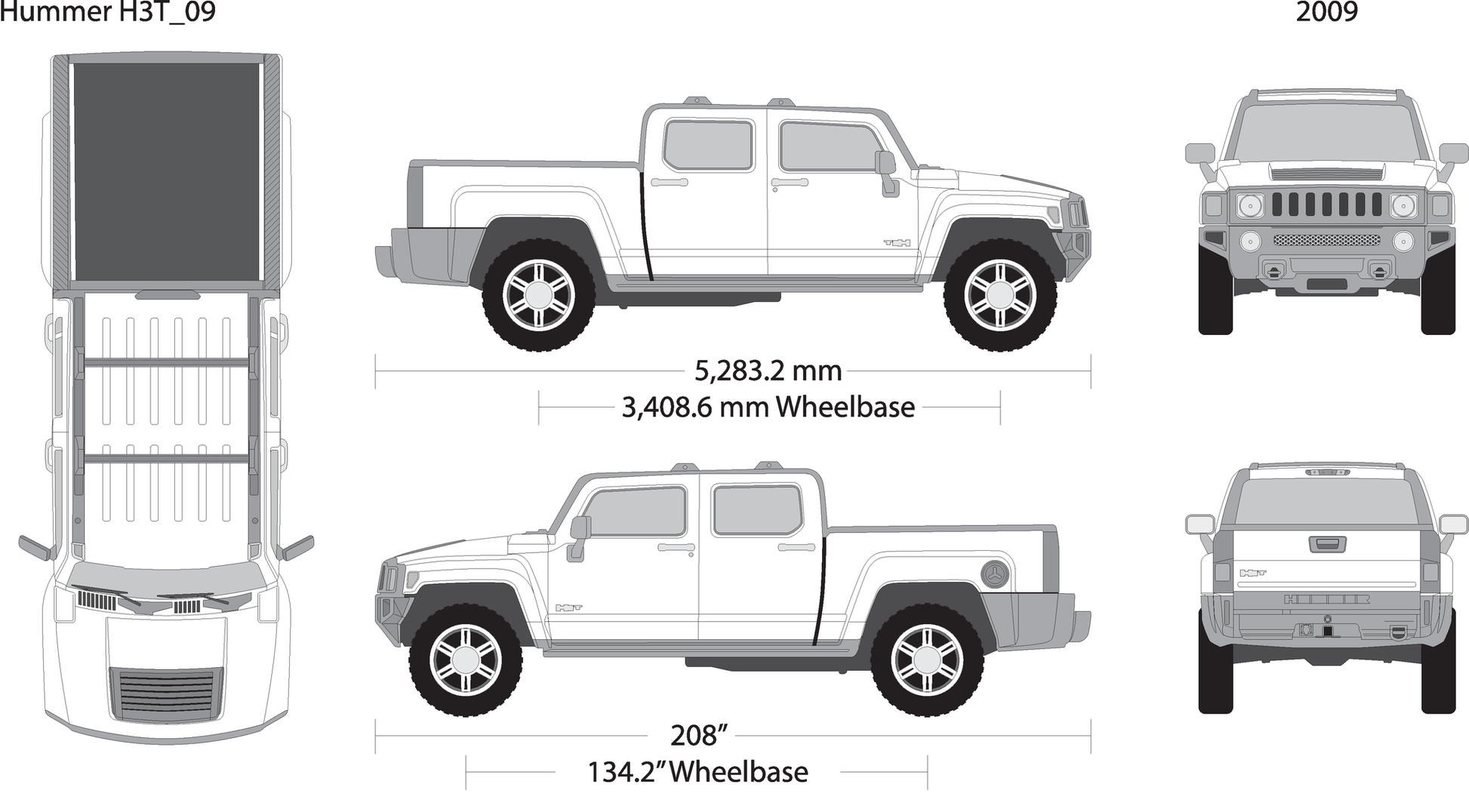 2009 Hummer H3T V09 Vehicle Wrap Template