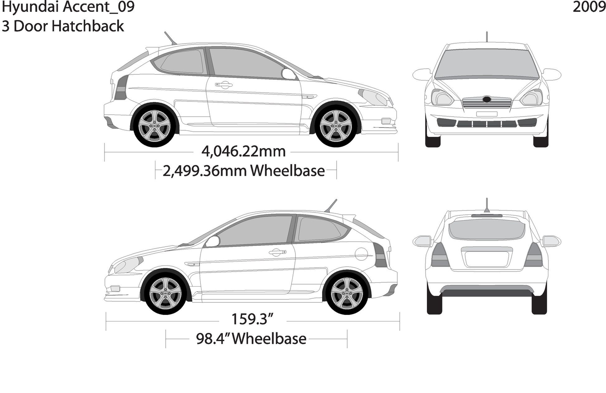 2009 Hyundai Accent Hatchback V09 Vehicle Wrap Template