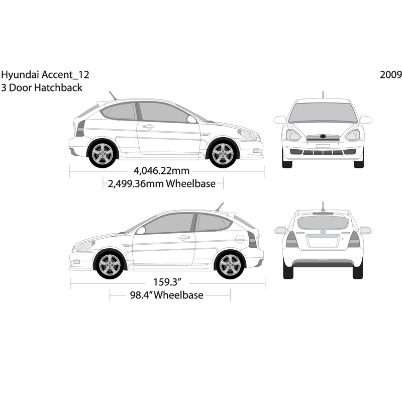2009 Hyundai Accent Hatchback V12 Vehicle Wrap Template