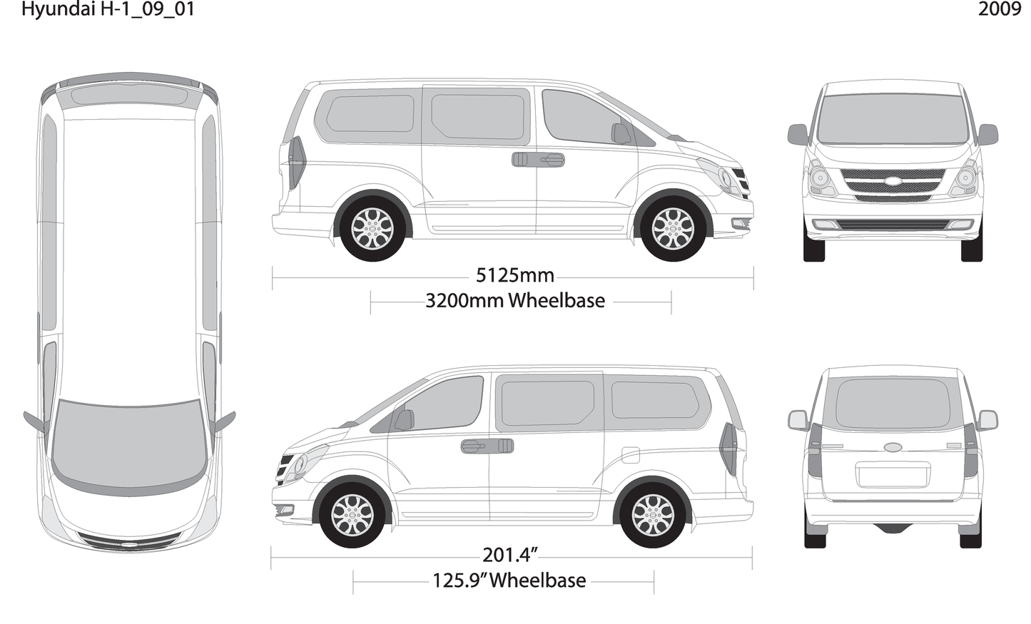 2009 Hyundai H 1 V01 Vehicle Wrap Template