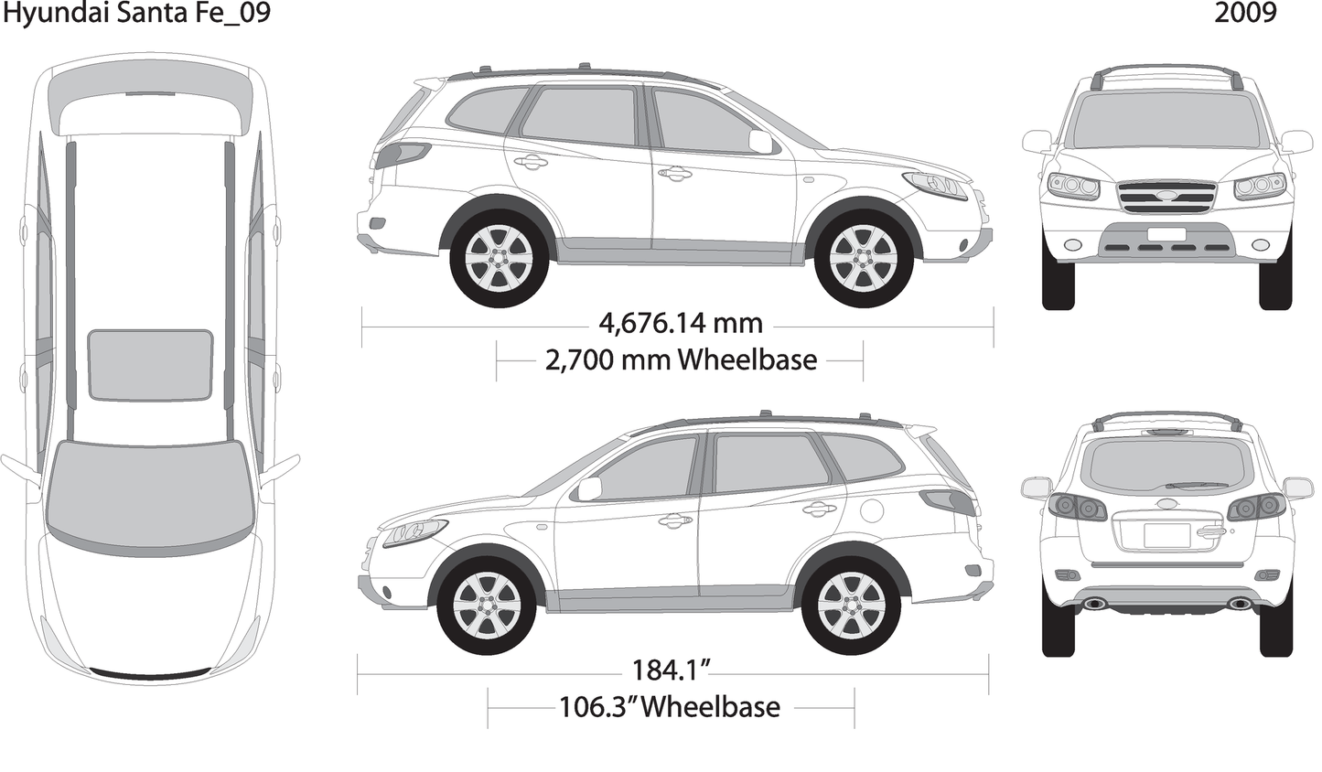 2009 Hyundai Santa Fe V09 Vehicle Wrap Template