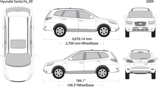 2009 Hyundai Santa Fe V09 Vehicle Wrap Template