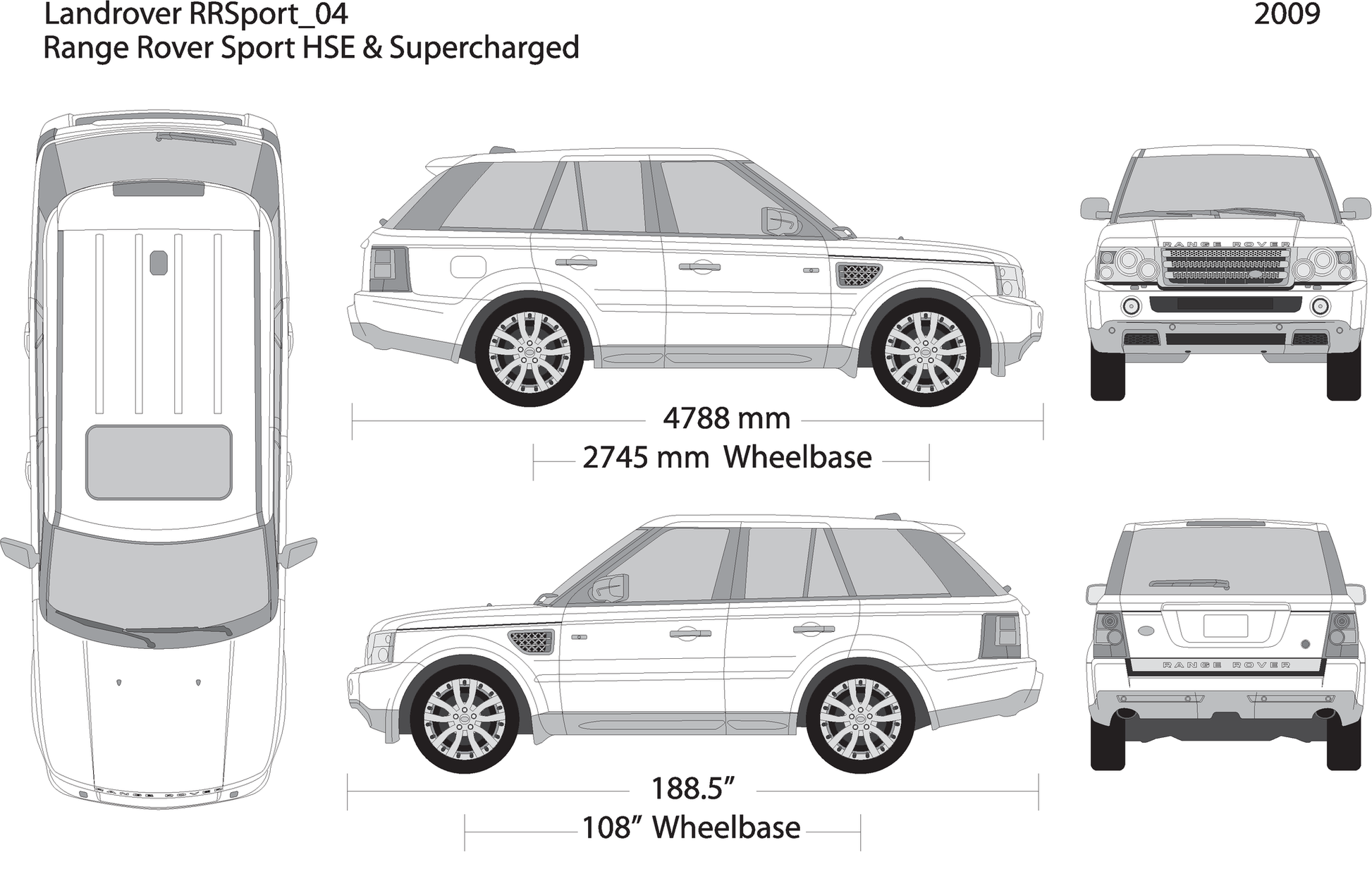 2009 Land Rover Range Rover Sport V09 Vehicle Wrap Template