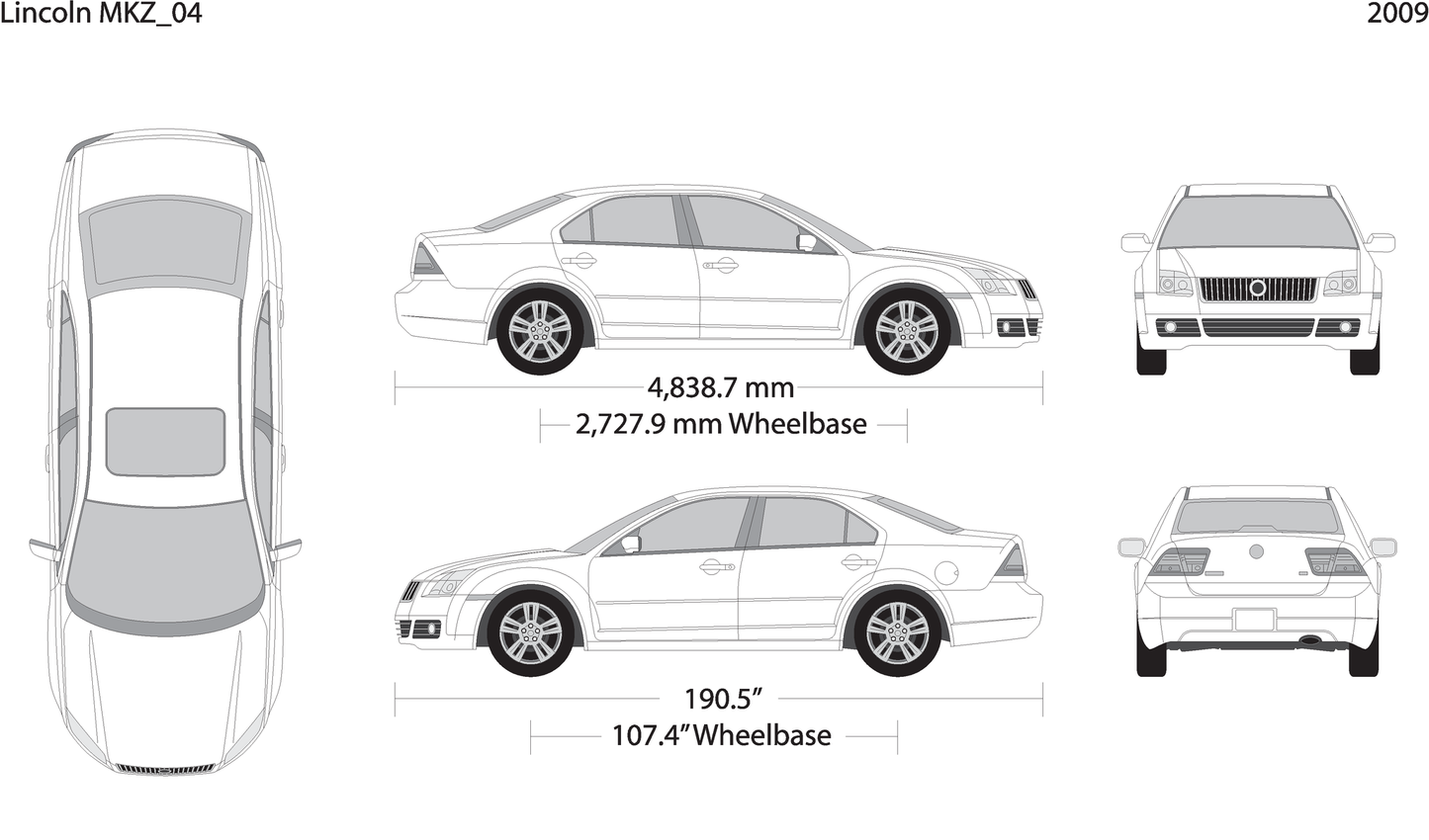 2009 Lincoln Mkz V04 Vehicle Wrap Template