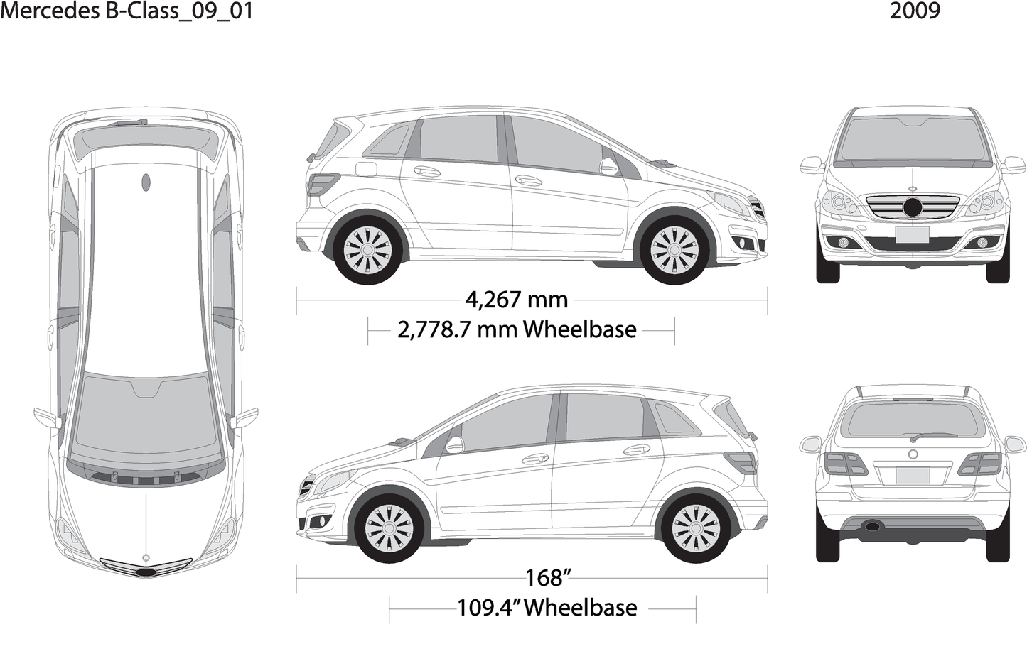 2009 Mercedes B Class V01 Vehicle Wrap Template