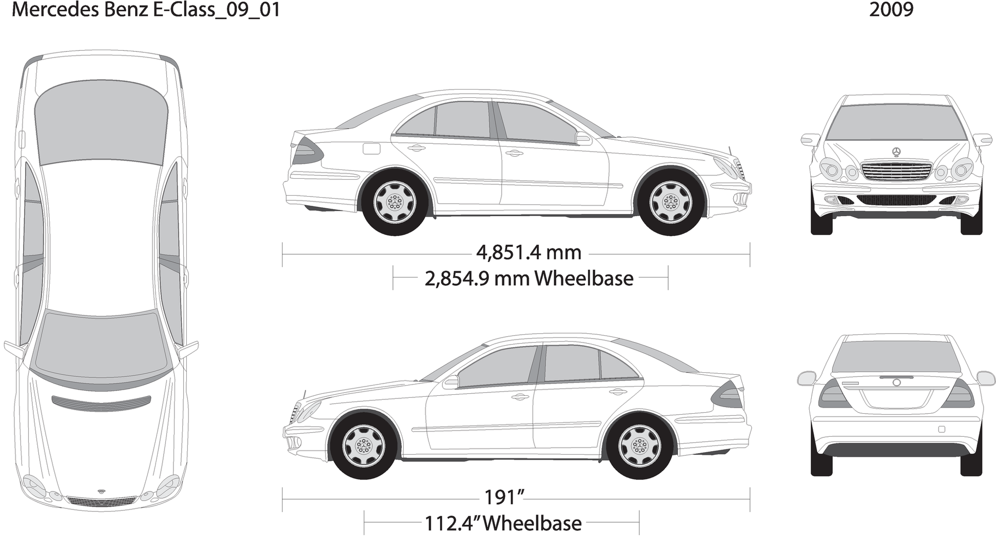 2009 Mercedes E Class V01 Vehicle Wrap Template