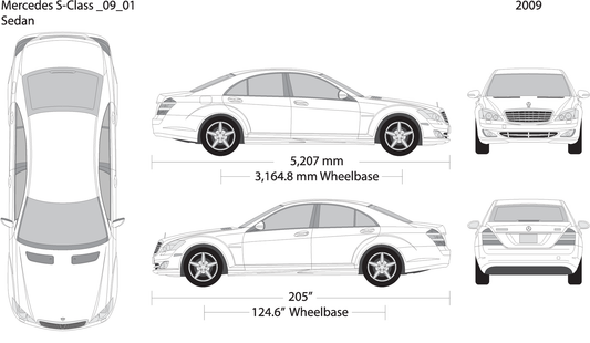2009 Mercedes S Class V01 Vehicle Wrap Template