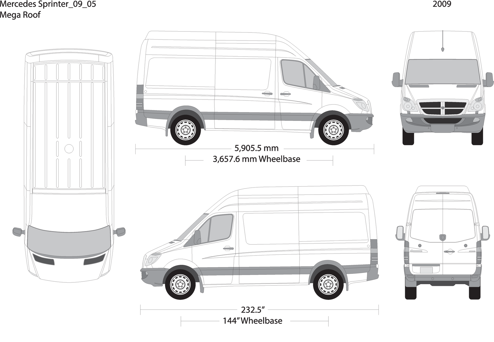 2009 Mercedes Sprinter V05 Vehicle Wrap Template