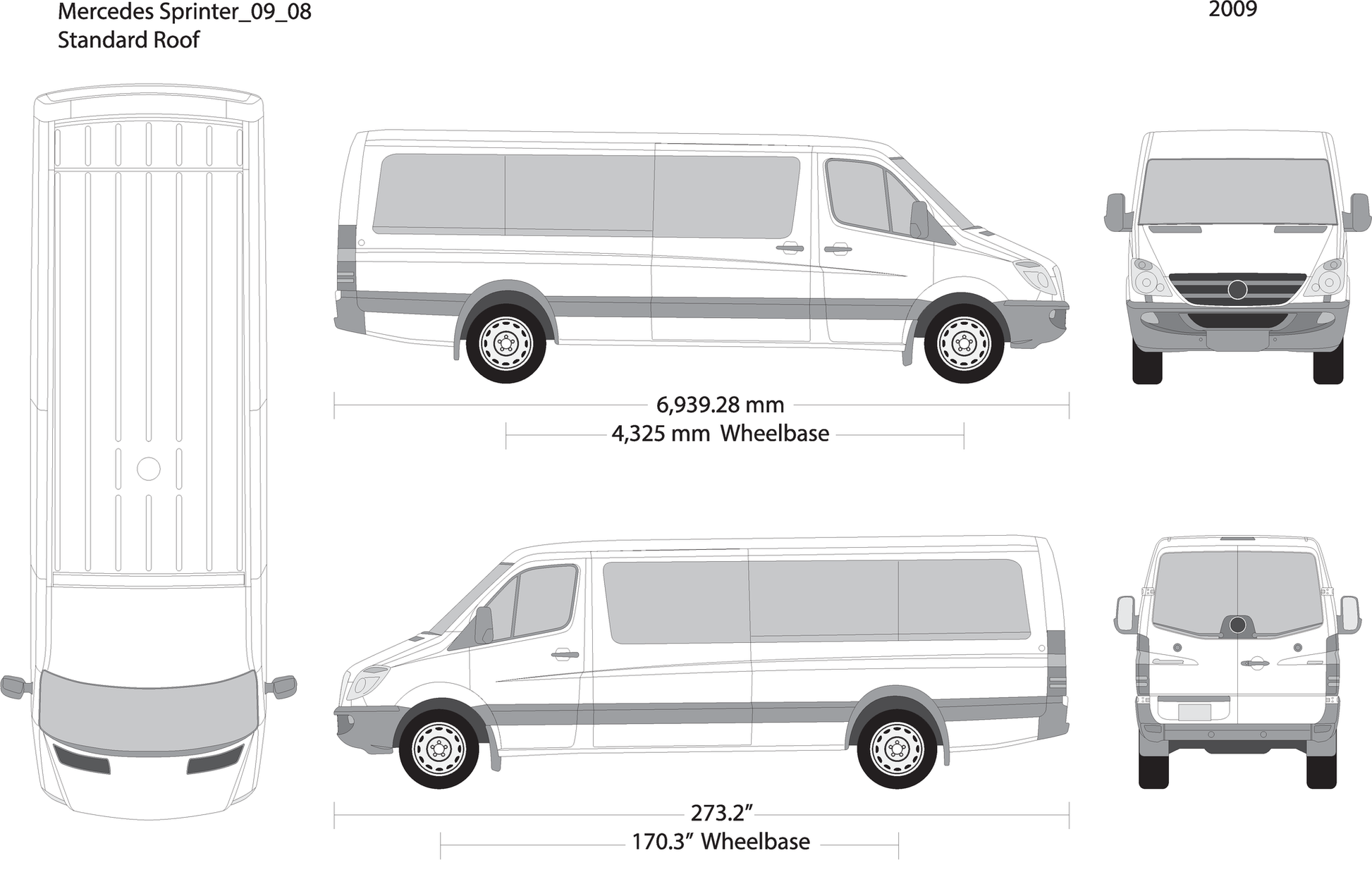 2009 Mercedes Sprinter V08 Vehicle Wrap Template
