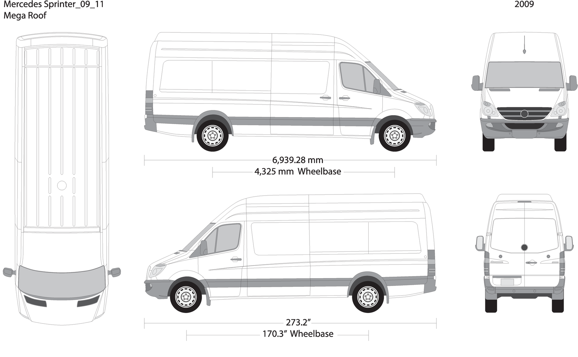 2009 Mercedes Sprinter V11 Vehicle Wrap Template