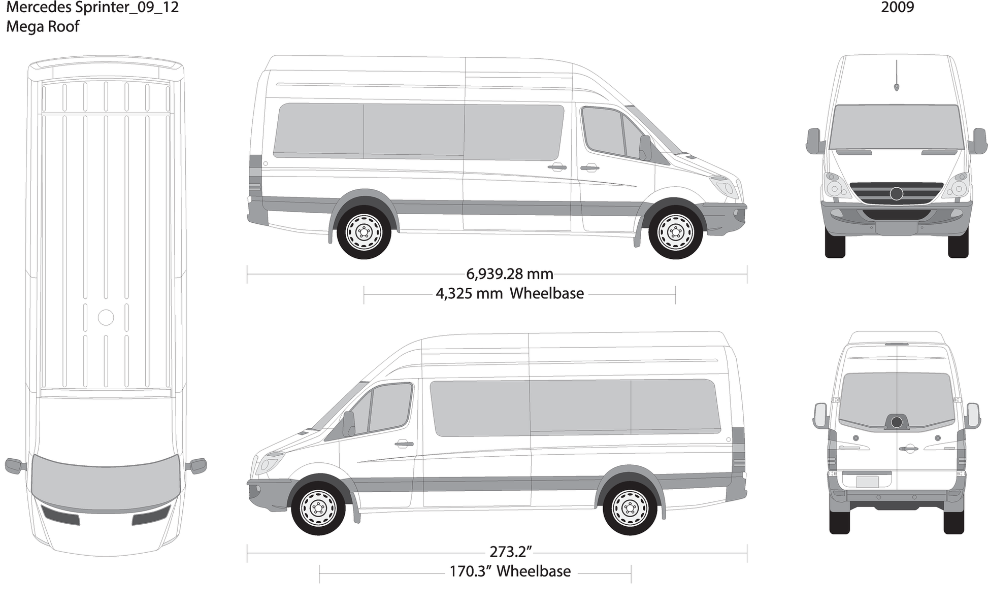 2009 Mercedes Sprinter V12 Vehicle Wrap Template