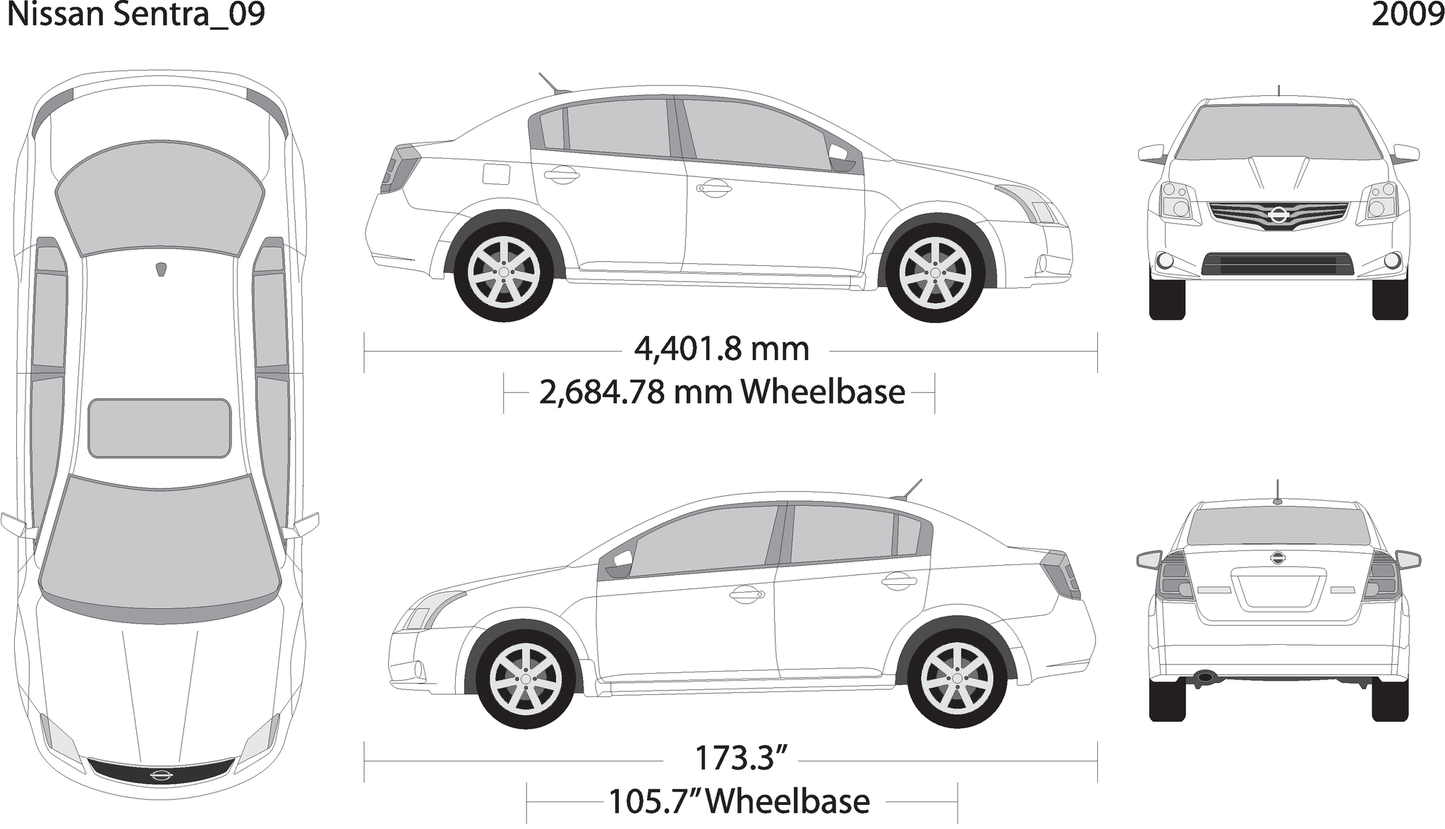2009 Nissan Sentra V09 Vehicle Wrap Template