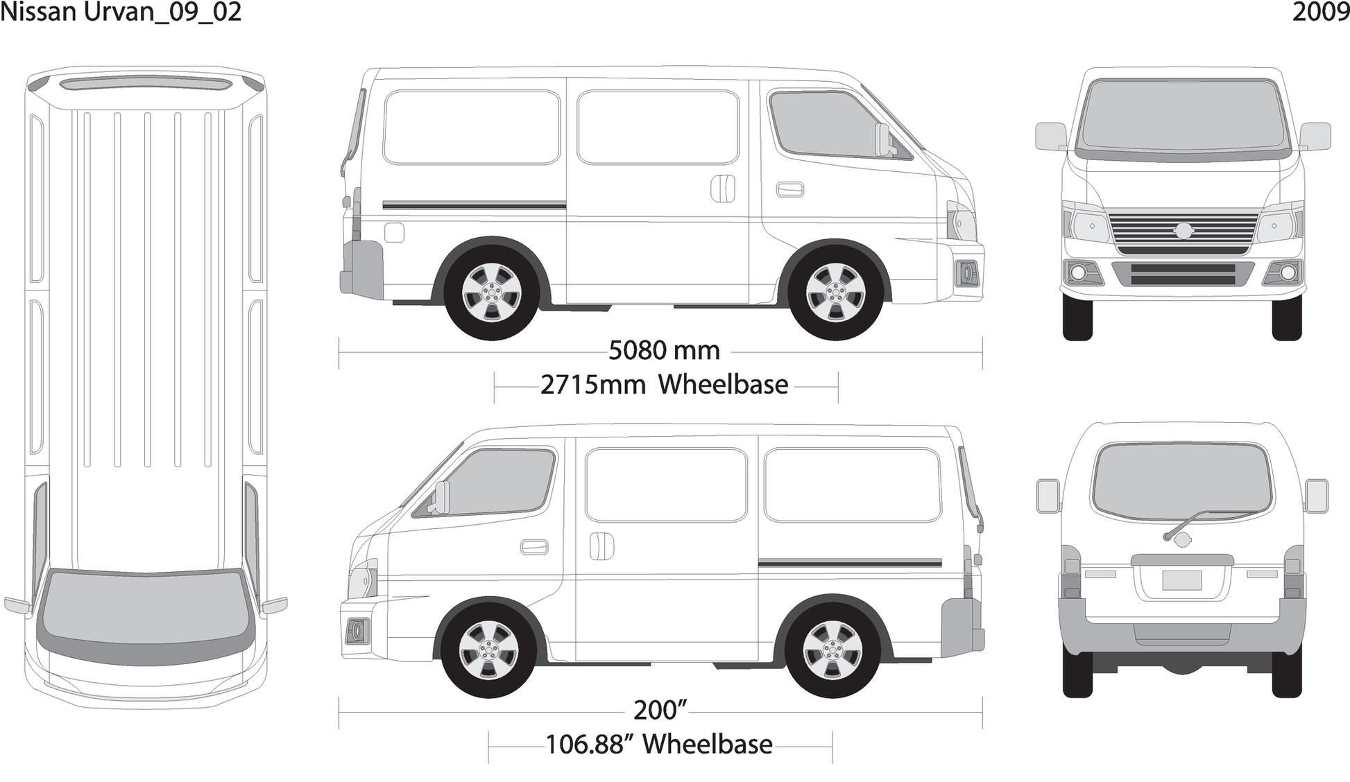 2009 Nissan Urvan V02 Vehicle Wrap Template