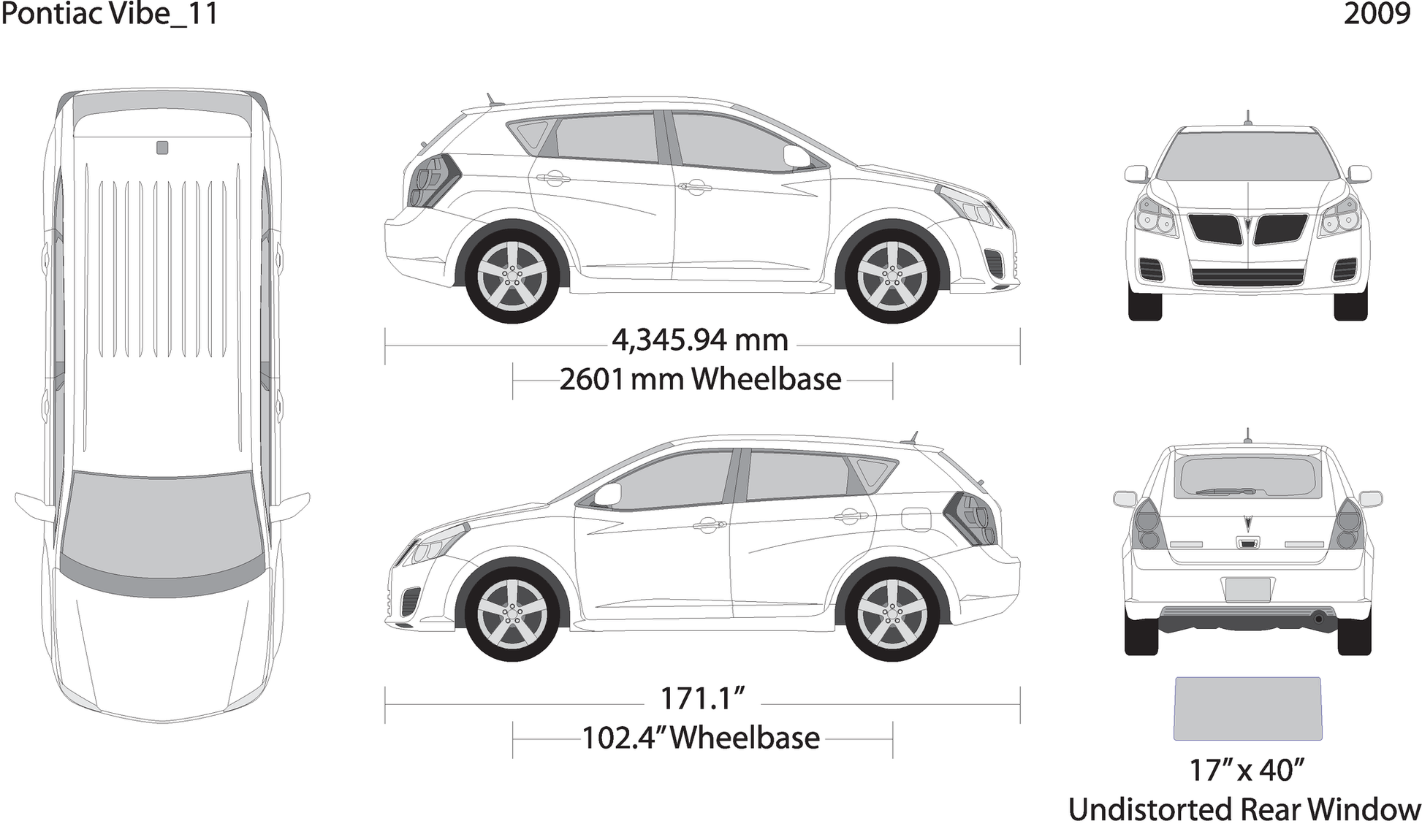 2009 Pontiac Vibe V11 Vehicle Wrap Template