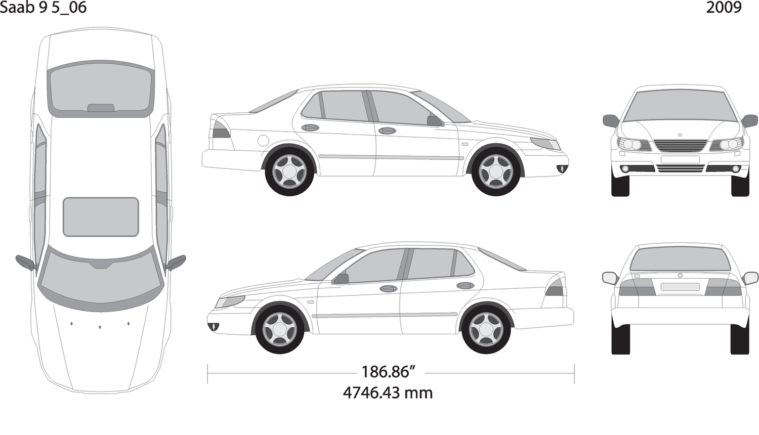 2009 Saab 9 5 V06 Vehicle Wrap Template
