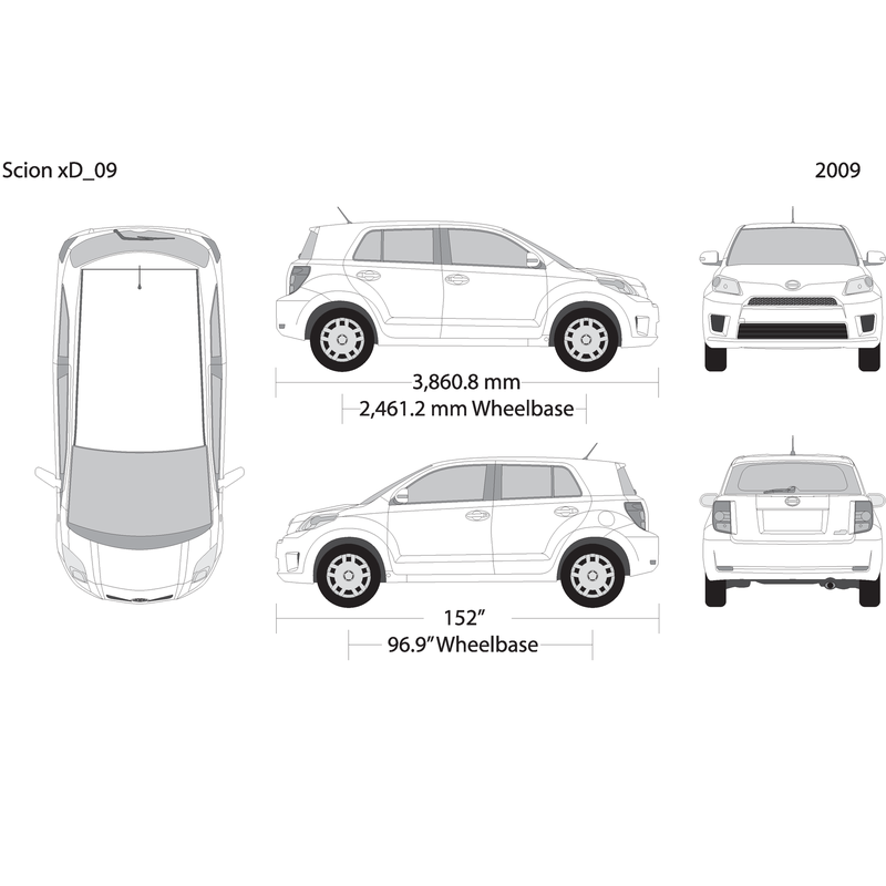 2009 Scion Xd V09 Vehicle Wrap Template