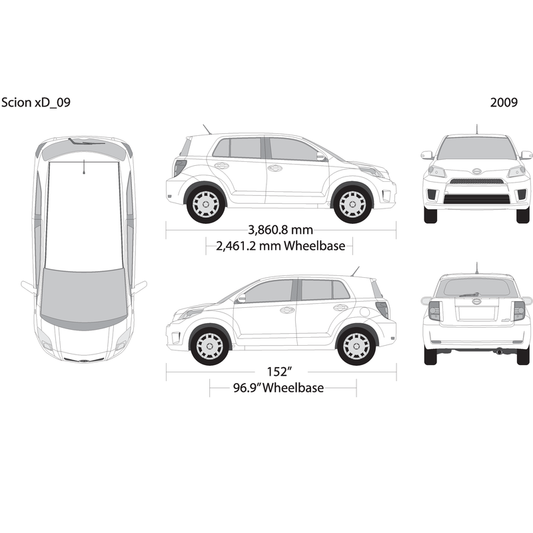 2009 Scion Xd V09 Vehicle Wrap Template