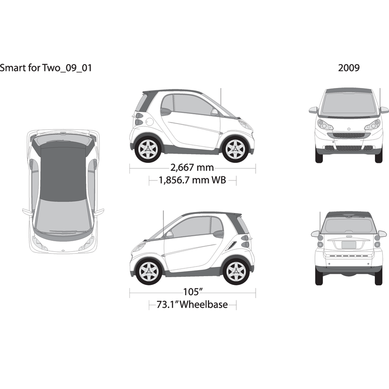 2009 Smart Fortwo V01 Vehicle Wrap Template