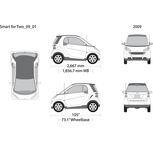 2009 Smart Fortwo V01 Vehicle Wrap Template