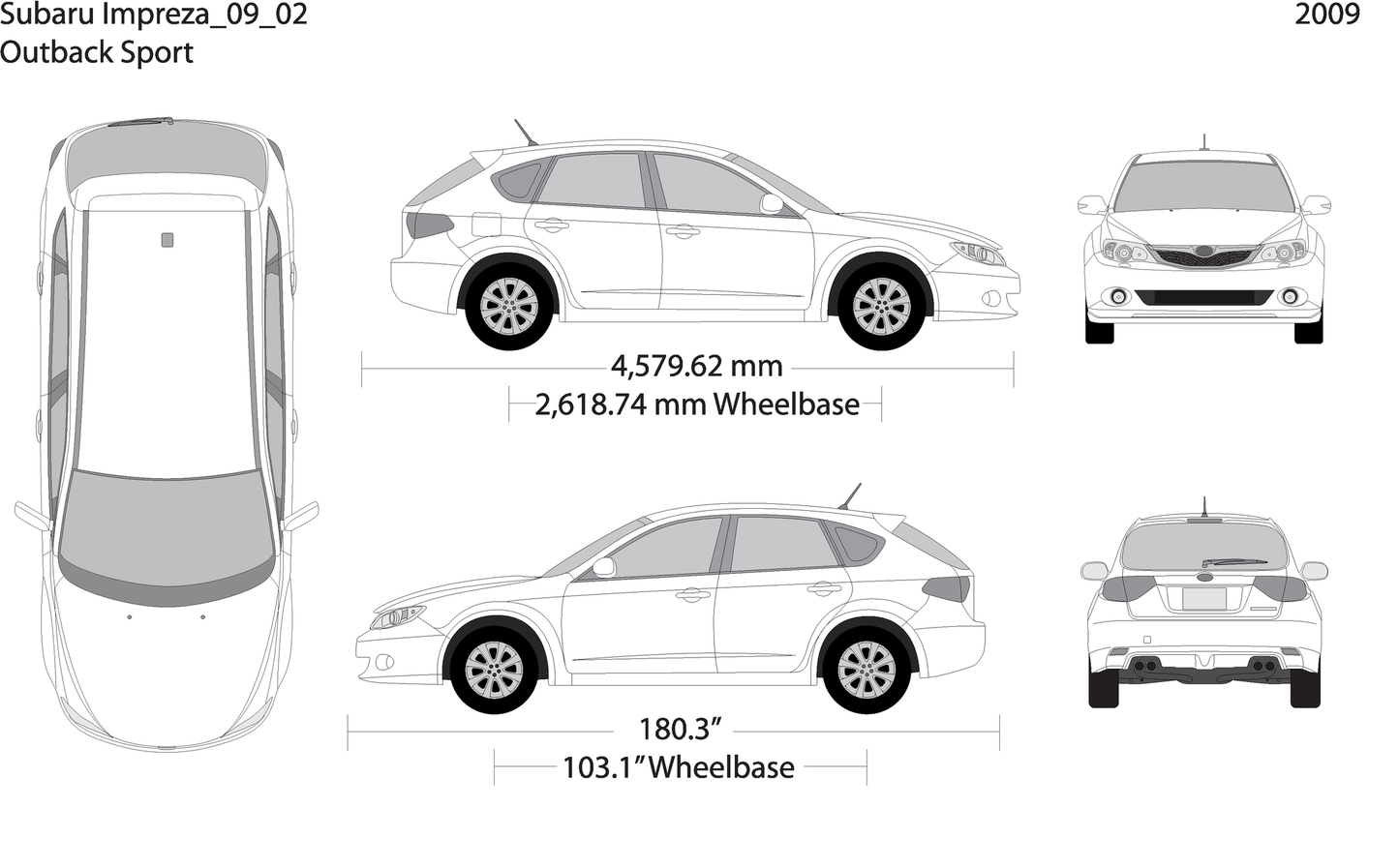 2009 Subaru Impreza V02 Vehicle Wrap Template