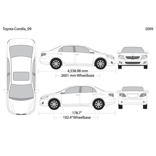 2009 Toyota Corolla V09 Vehicle Wrap Template