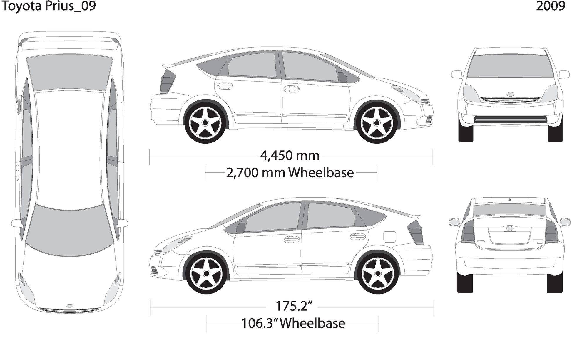 2009 Toyota Prius V09 Vehicle Wrap Template