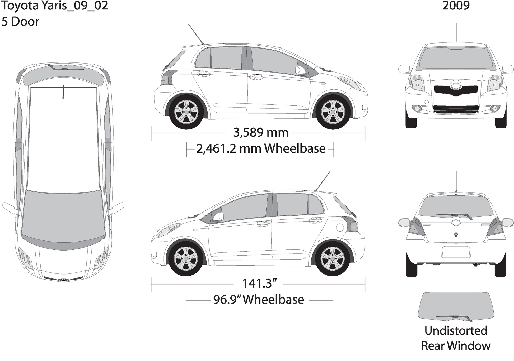 2009 Toyota Yaris V02 Vehicle Wrap Template