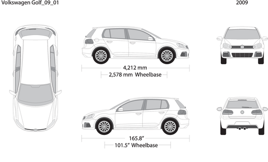 2009 Volkswagen Golf V01 Vehicle Wrap Template