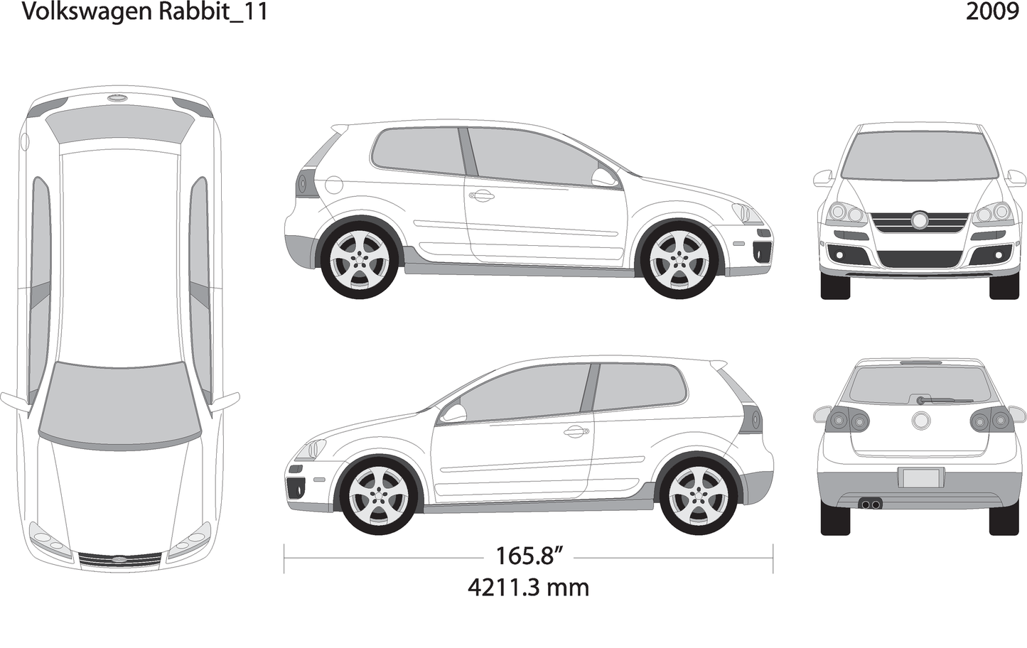 2009 Volkswagen Rabbit V11 Vehicle Wrap Template