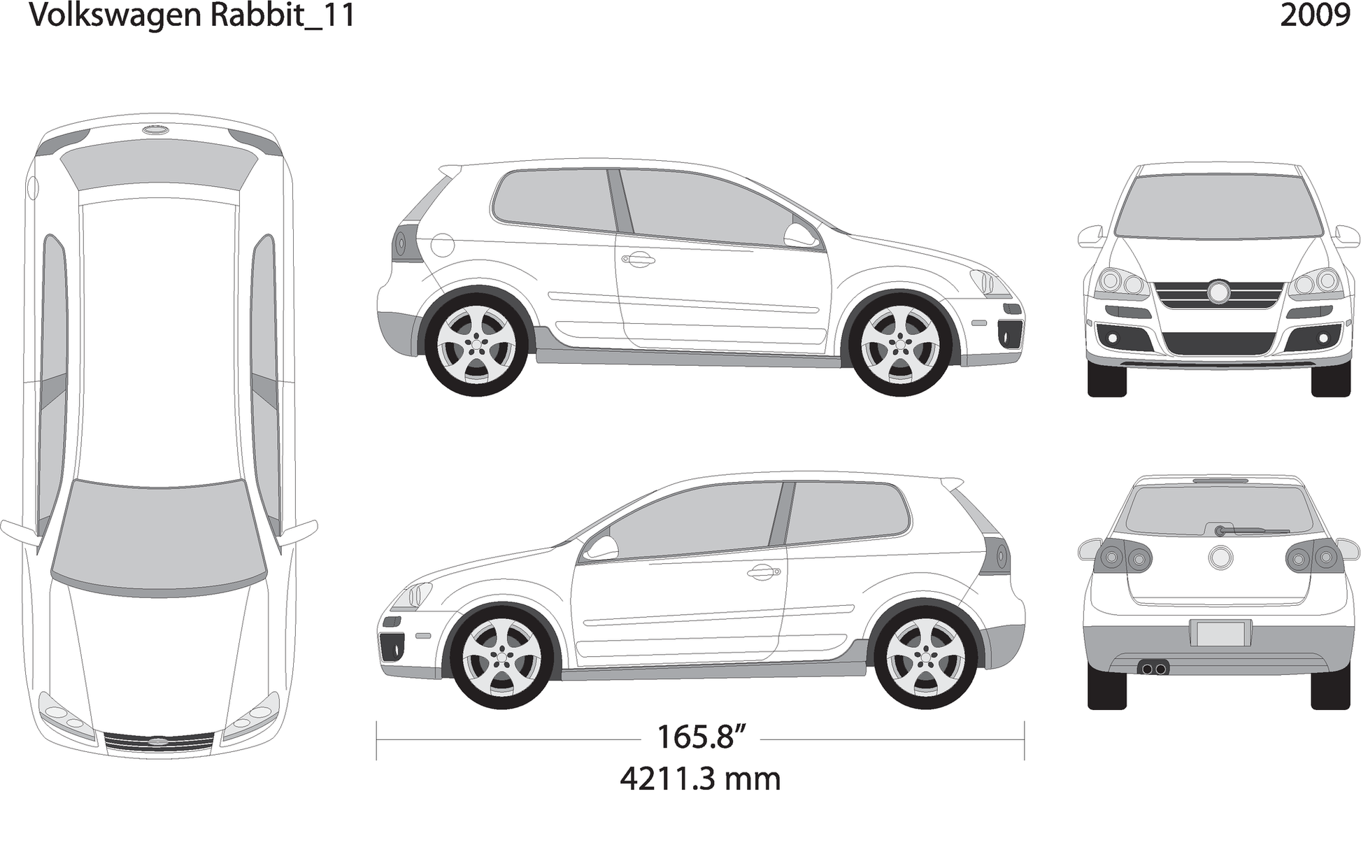 2009 Volkswagen Rabbit V11 Vehicle Wrap Template