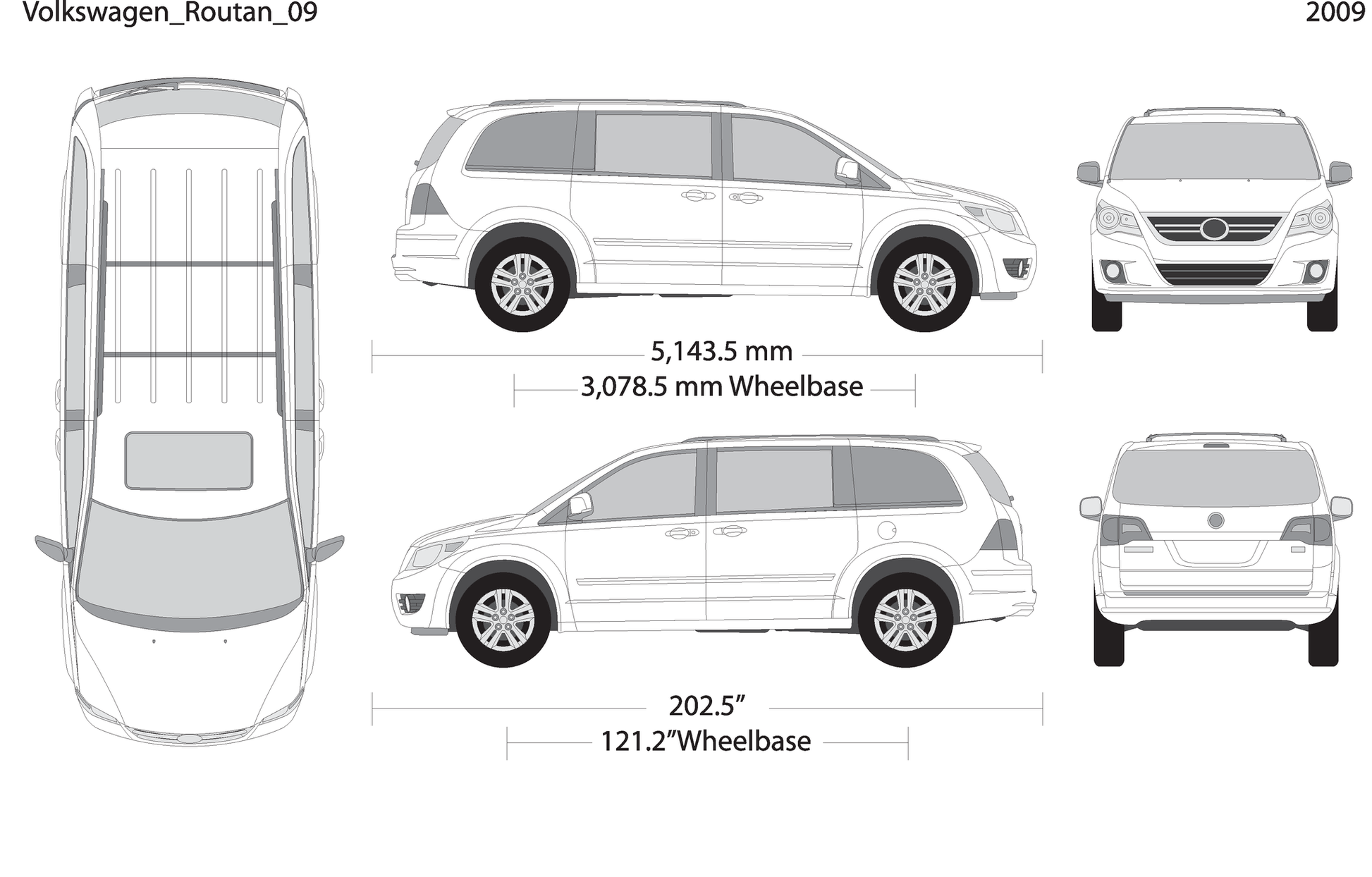 2009 Volkswagen Routan V09 Vehicle Wrap Template