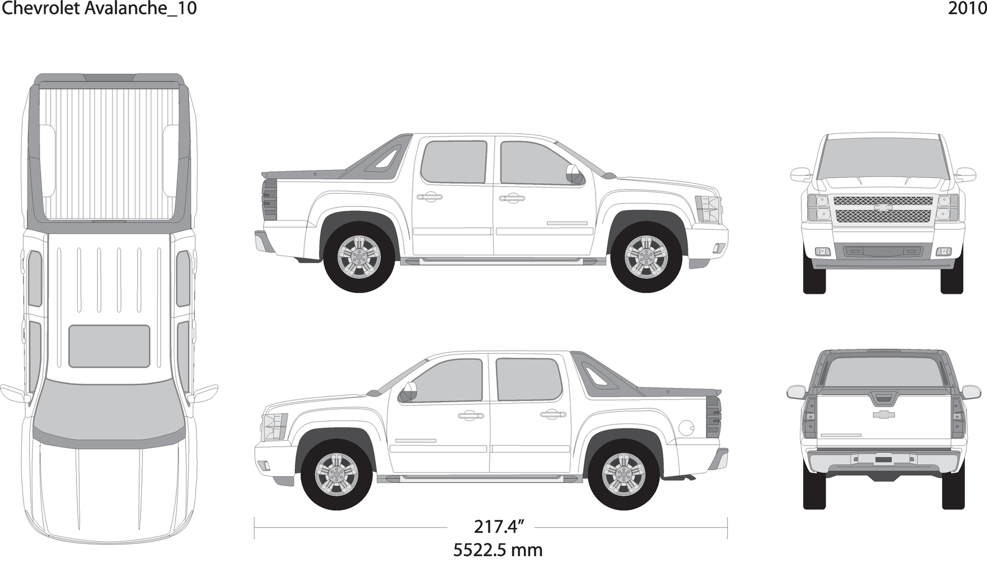 2010 Chevy Avalanche V01 Vehicle Wrap Template