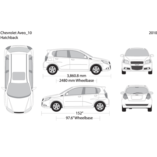 2010 Chevy Aveo Hatchback V10 Vehicle Wrap Template