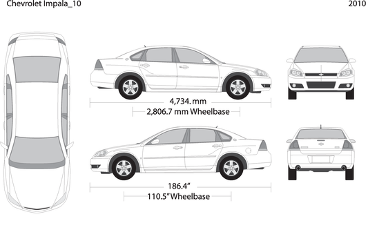 2010 Chevy Impala V10 Vehicle Wrap Template