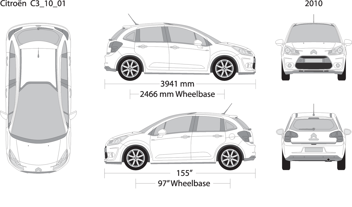 2010 Citroen C3 V01 Vehicle Wrap Template