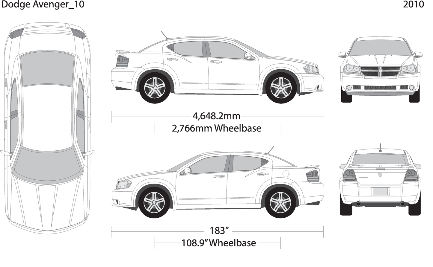 2010 Dodge Avenger V10 Vehicle Wrap Template