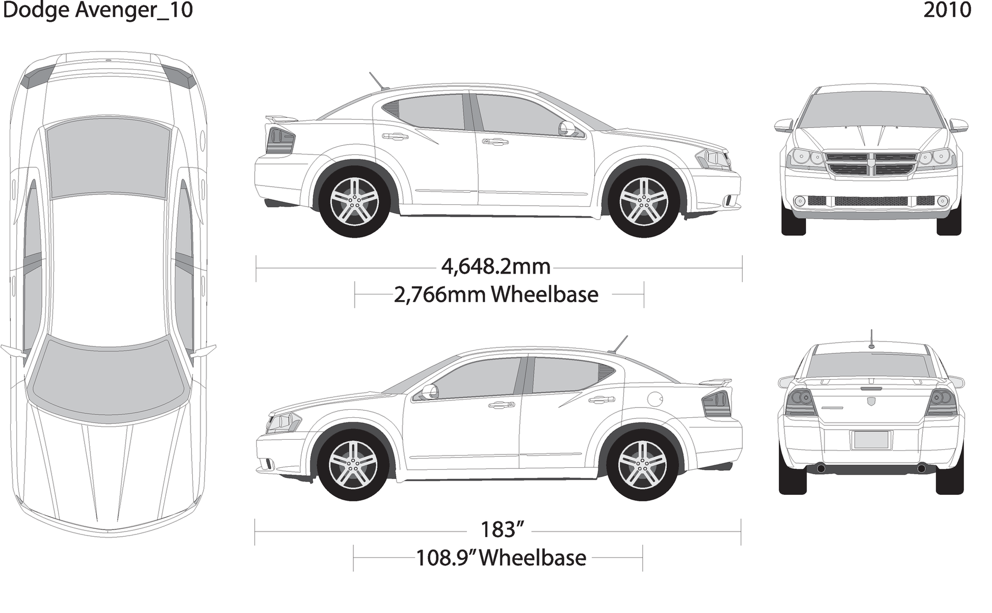 2010 Dodge Avenger V10 Vehicle Wrap Template