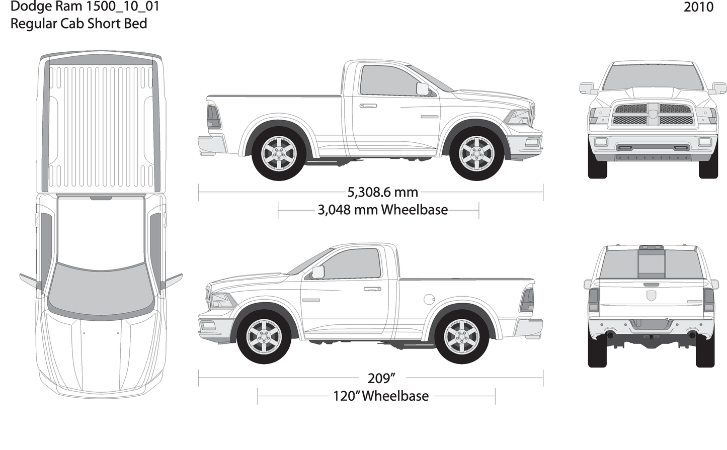 2010 Dodge Ram 1500 V01 Vehicle Wrap Template