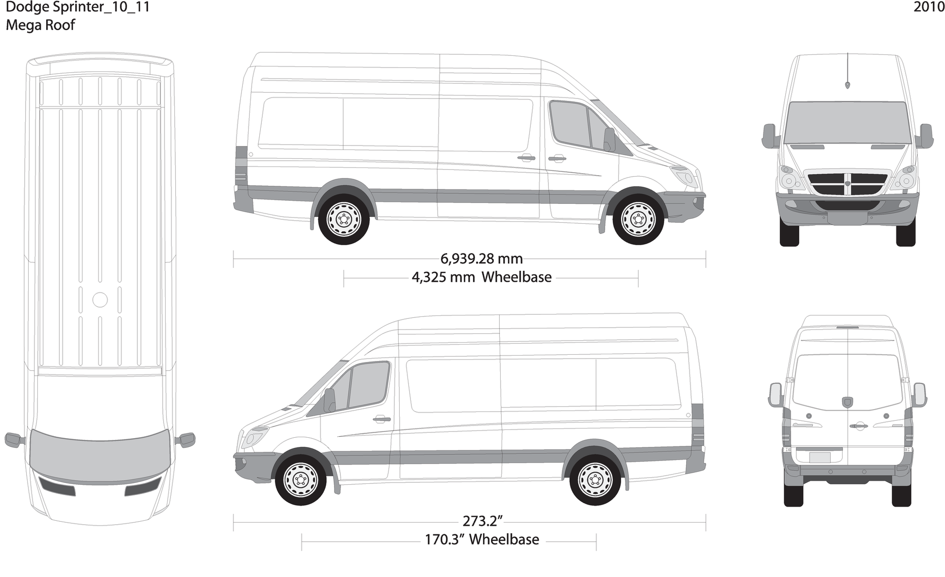 2010 Dodge Sprinter V11 Vehicle Wrap Template