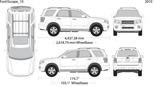 2010 Ford Escape V10 Vehicle Wrap Template