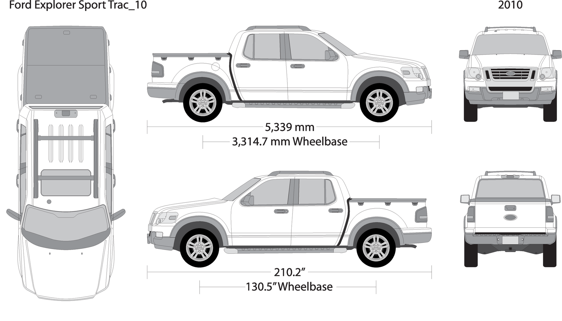 2010 Ford Explorer Sport Trac V10 Vehicle Wrap Template