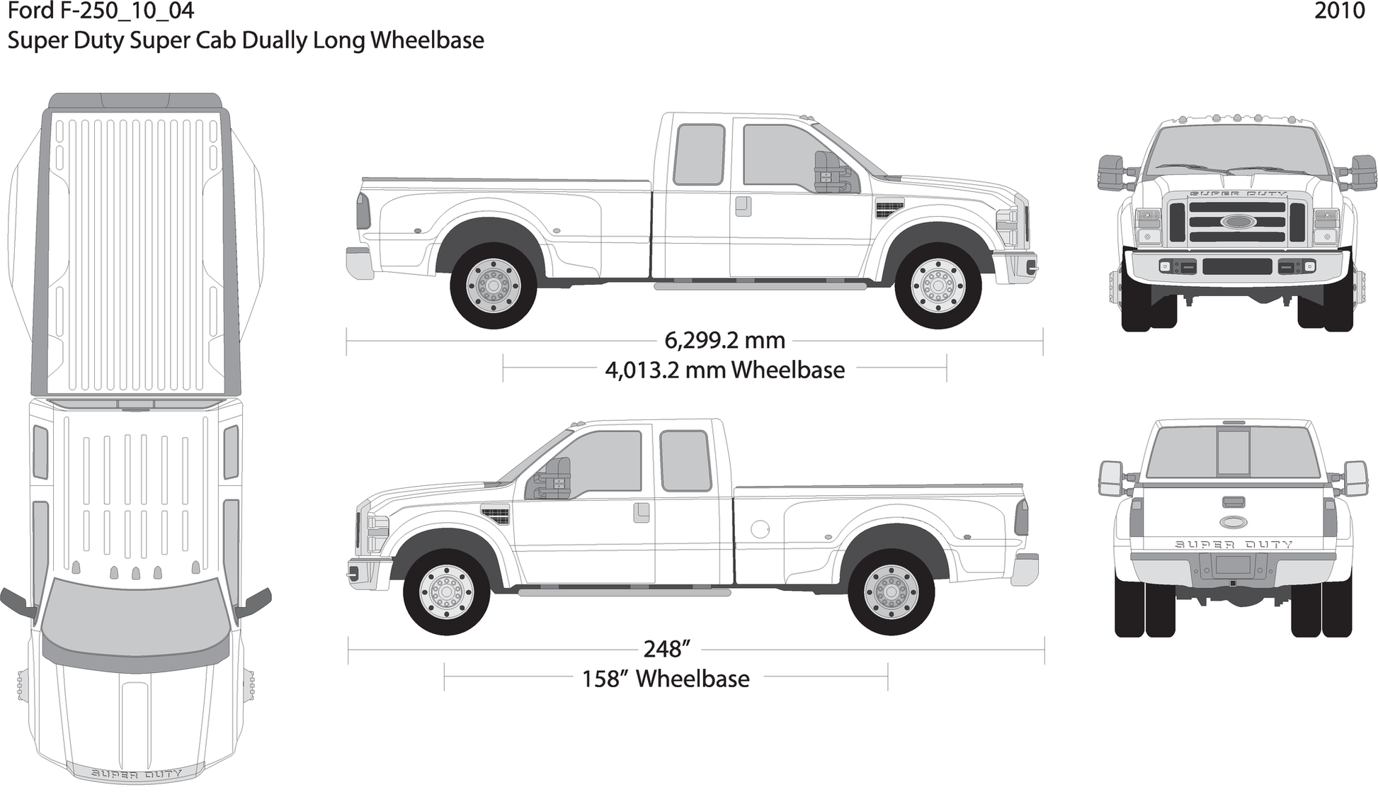 2010 Ford F 250 V04 Vehicle Wrap Template
