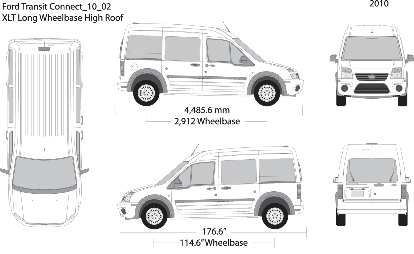2010 Ford Transit Connect V02 Vehicle Wrap Template