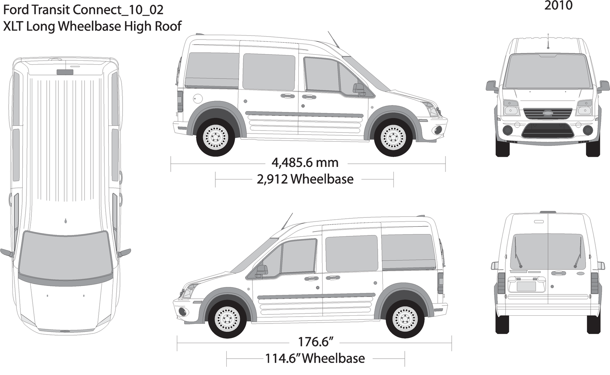 2010 Ford Transit Connect V02 Vehicle Wrap Template