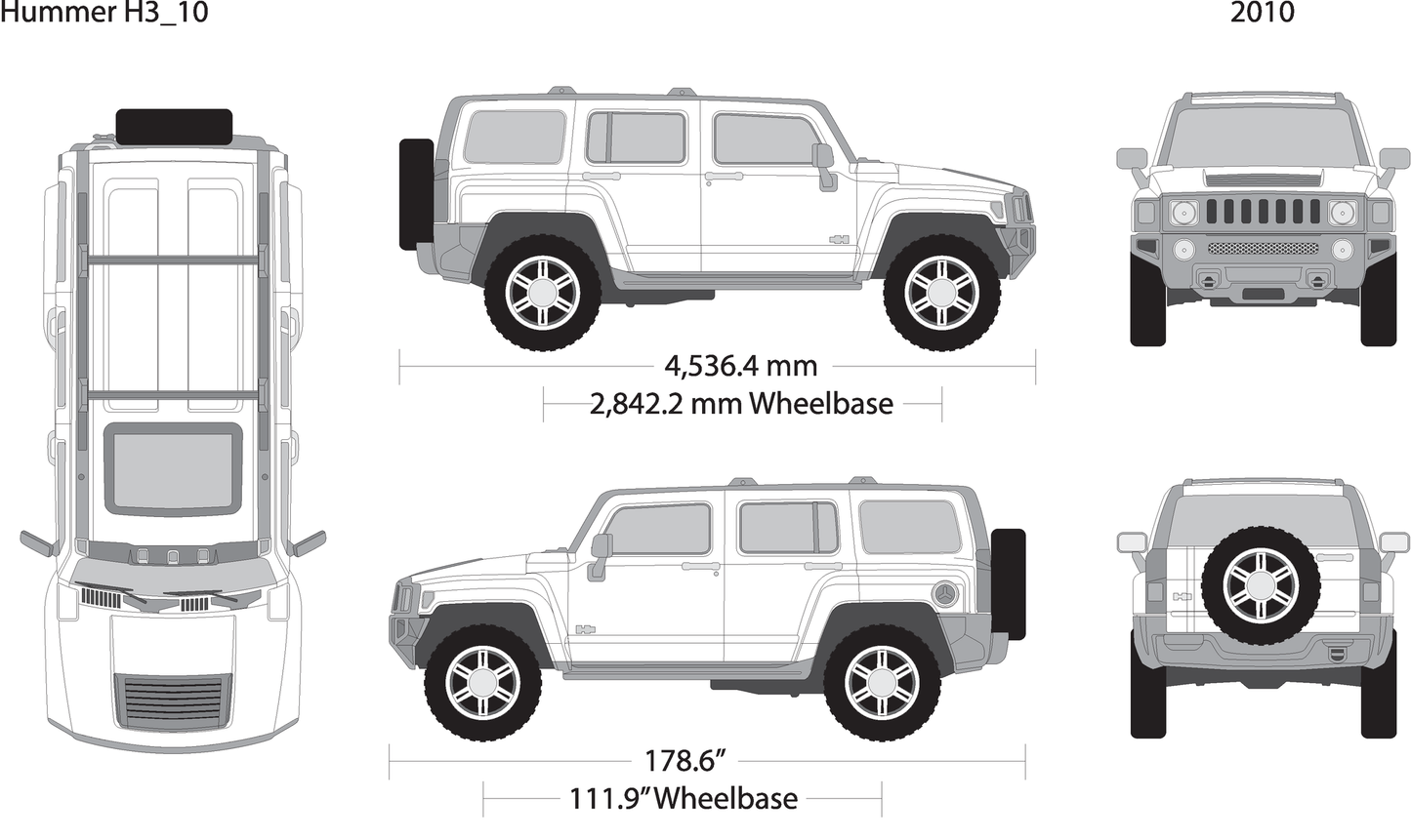 2010 Hummer H3 V10 Vehicle Wrap Template