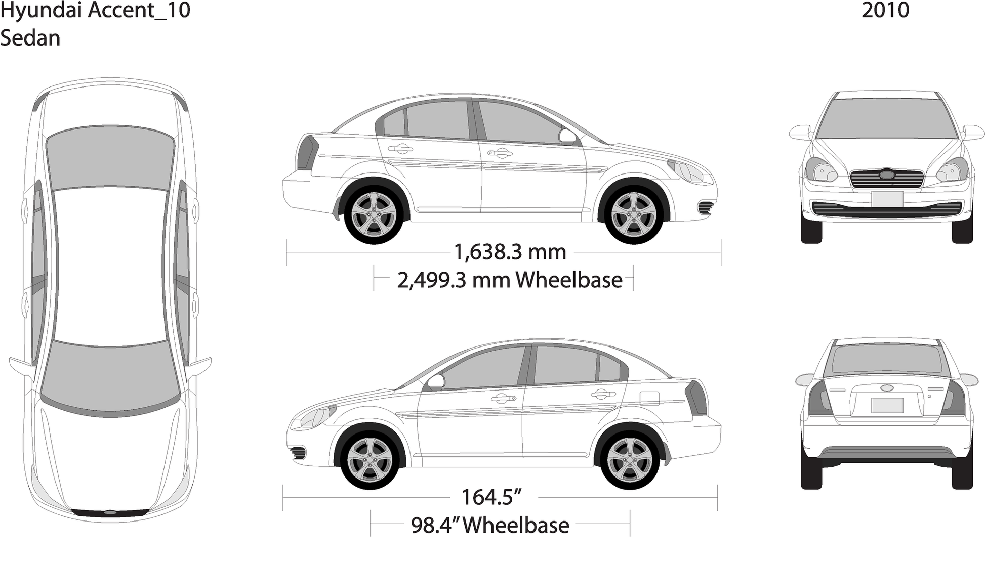 2010 Hyundai Accent Sedan V10 Vehicle Wrap Template