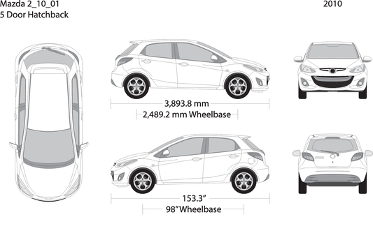 2010 Mazda Mazda 2 V01 Vehicle Wrap Template